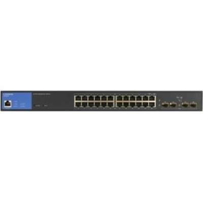 Linksys 24-Port Managed Ge PoE+ Switch 4 1G SFP 250W TAA