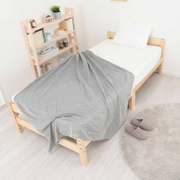 高さ調節ができる天然木すのこベッド マットレス付き シングルベッド マットレスセット すのこ シングル 高さ調整 3段階 すのこベッド シングル 木製 ボンネルコイル｜こどもと暮らし