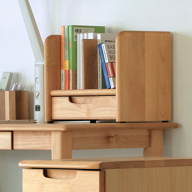 ISSEIKI 一生紀 ERIS KIDS BOOK STAND 35 ナチュラル ブックスタンド 学習机 キッズ家具 可動式仕切り版 本棚 天然木 木製 シンプル 引出付き 書斎｜こどもと暮らし 7,128円