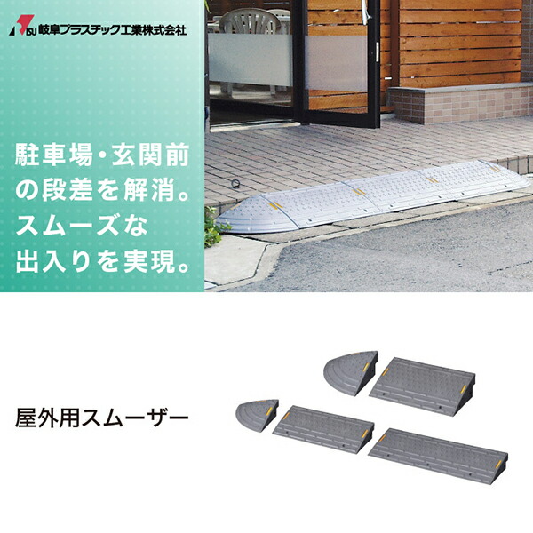 楽天市場 スムーザーsz 60 15 グレー 幅60cm 段差15cm対応 スロープ 駐車場 段差解消 つまづき防止 段差スロープ 車 車庫 連結 プラスチック 玄関 庭 道路 段差 プレート 転倒防止 バイク 自転車 岐阜プラスチック工業 Living雑貨 リスonlineshop