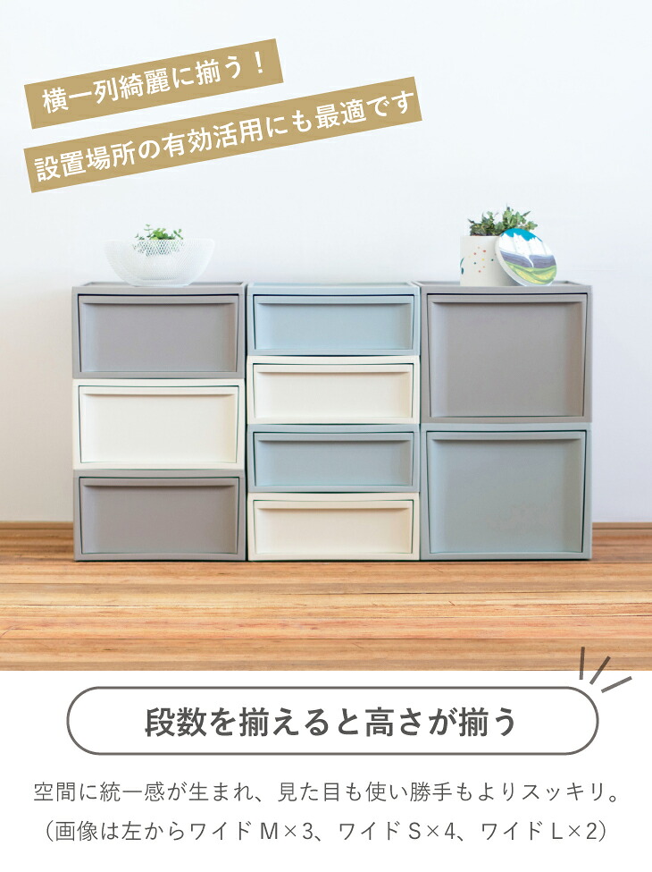 収納ボックス 収納ケース RISUスタックシステムケース ワイド【2段 