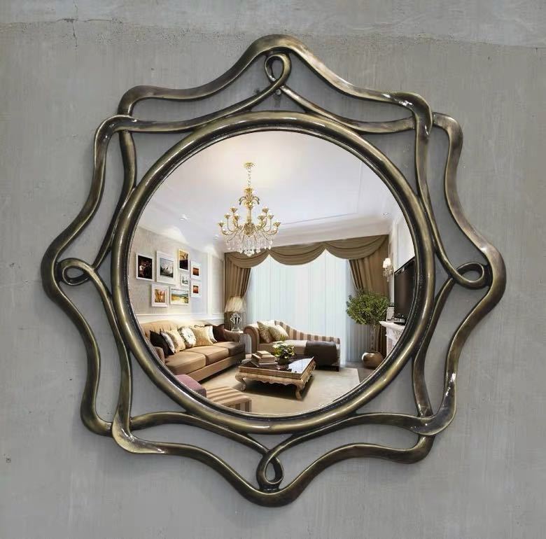 壁掛け　鏡　アンティーク 楽天市場】鏡 壁掛け アンティーク 八角ミラー ゴールド Lサイズ