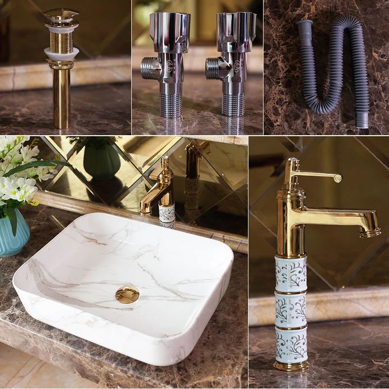 陶器洗面ボウルセット 手洗い鉢 手洗い鉢 手洗器 手洗器 洗面ボウル 蛇口 排水金具付き リタホーム 店 生活をカラフル オシャレに 洗面ボール 洗面器