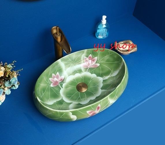 A0289970121F29豪華洗面ボウルセット陶器洗面台 トイレ 手水鉢 手洗器 手洗い鉢 洗面器　蛇口 排水金具付き｜リタハウス　店