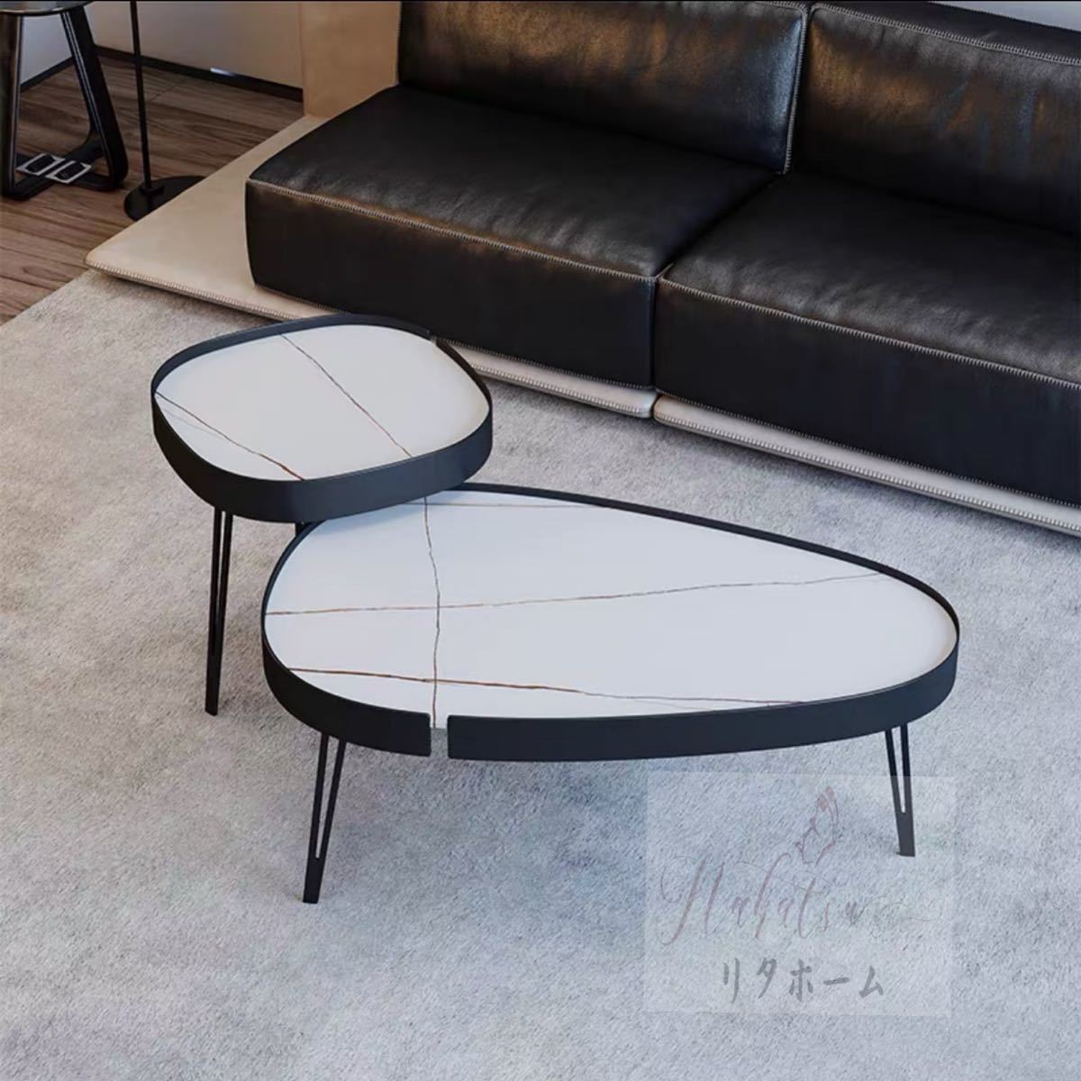 楽天市場】A014908人造大理石ローテーブル リビングテーブル センター