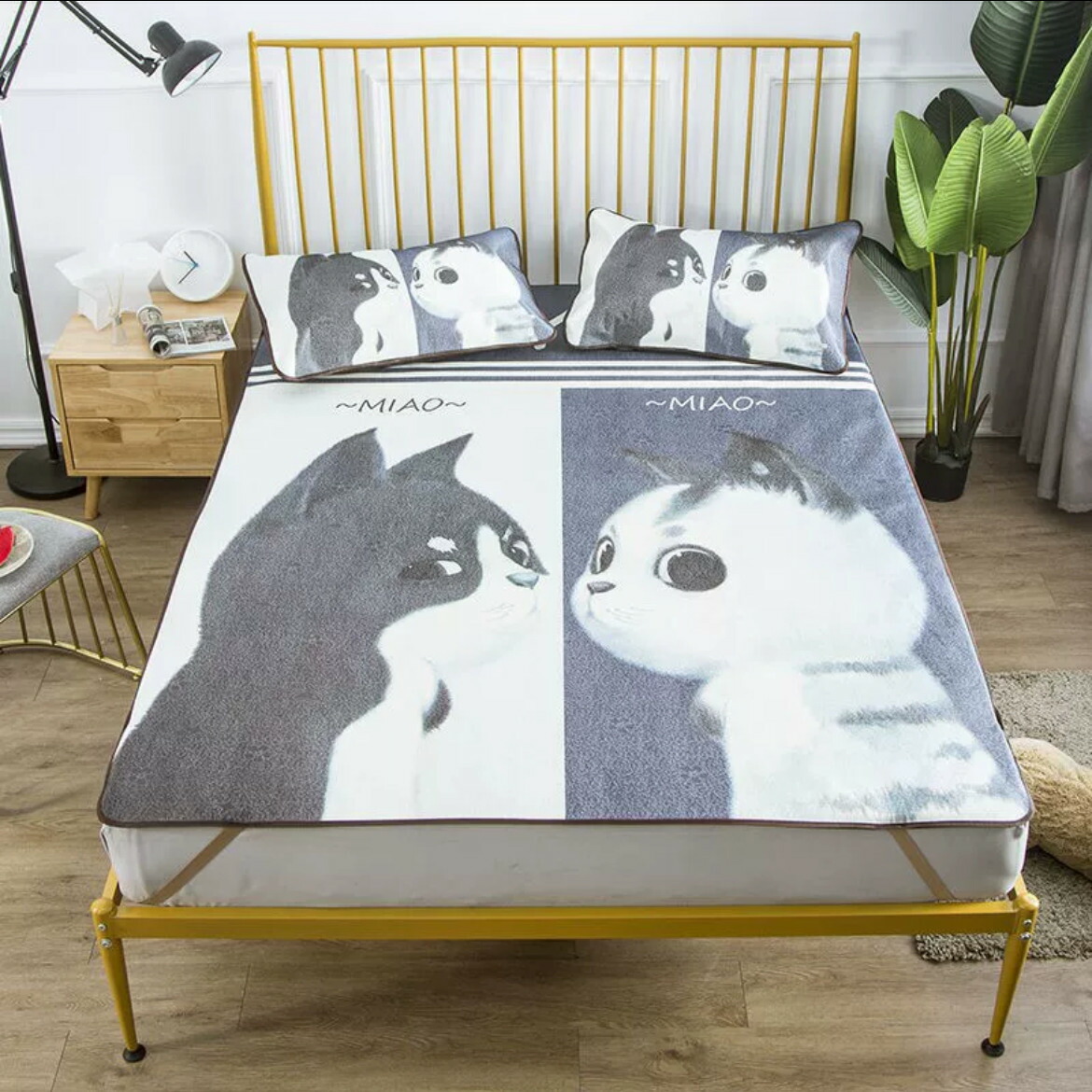 A054296夏用冷感ベッド シート3点セット 寝具 敷パット シングルサイズ 150x200cm ．猫柄雑貨｜リタハウス　店