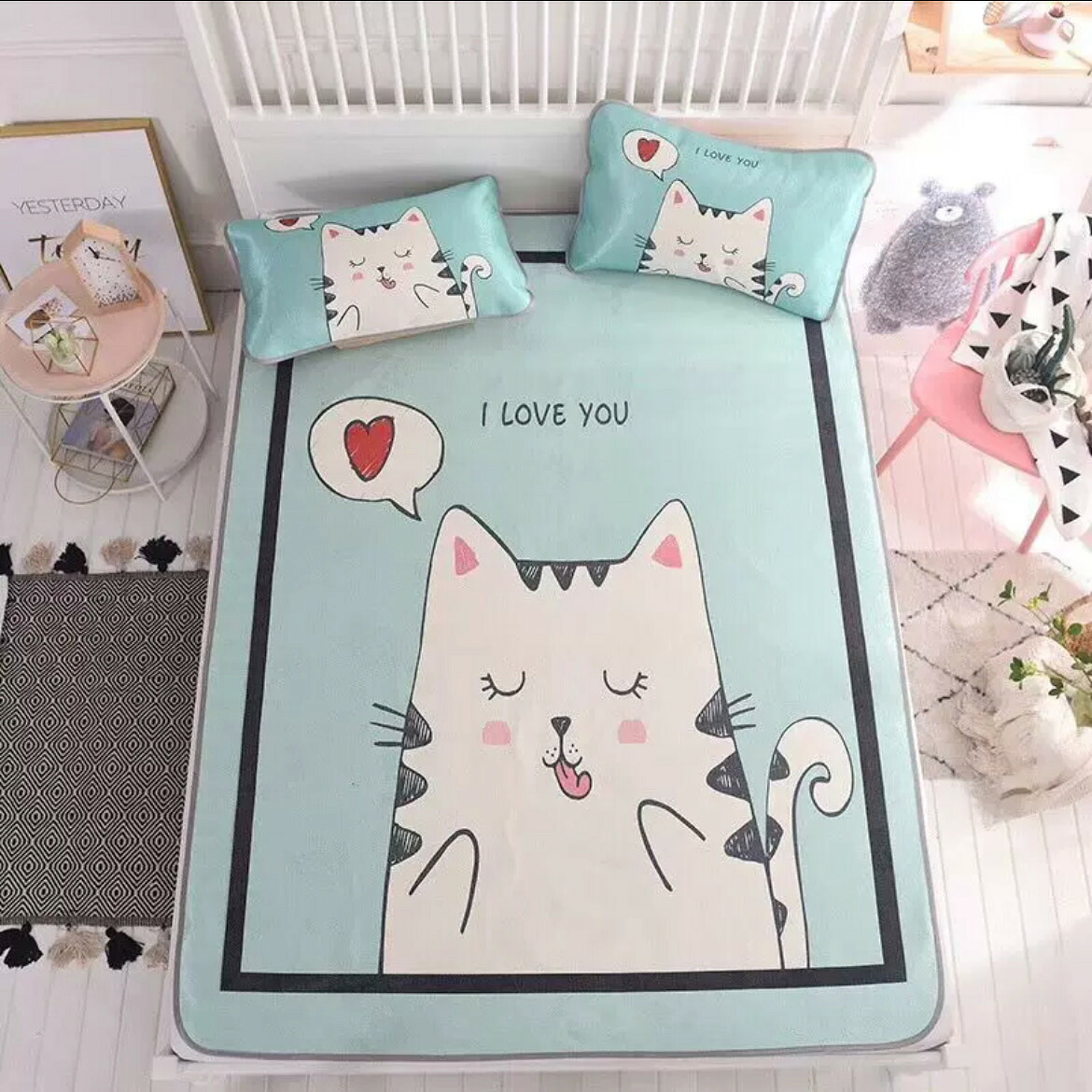A062671夏用冷感ベッド シート3点セット 寝具 敷パット シングルサイズ 150x200cm 龍柄|リタハウス 店