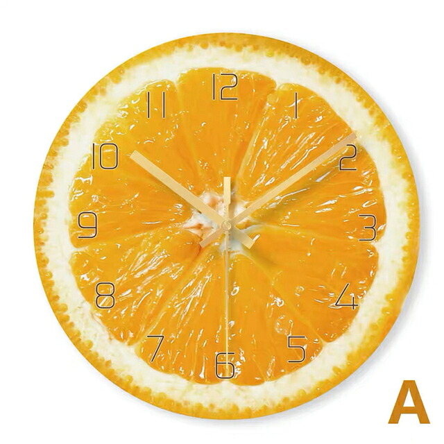 A018288壁掛け時計 壁飾り　オレンジ時計　ガラス掛け時計｜リタハウス　店