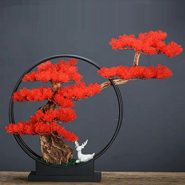 A018377インテリアグリーン 模造迎客紅葉 もみじ 置物 禅意 盆栽装飾品 人工観葉植物｜リタハウス　店