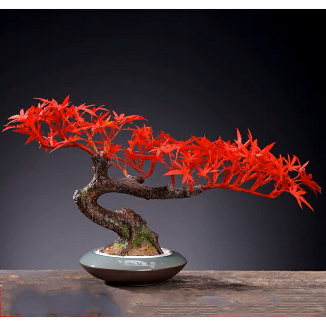 A018396インテリアグリーン 模造迎客紅葉 もみじ 置物 禅意 盆栽装飾品 人工観葉植物｜リタハウス　店