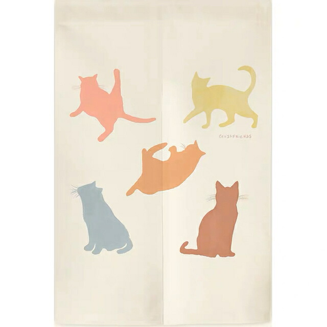 A018527猫柄のれん ロング 暖簾80x150cm ネコ　かわいい 間仕切り猫雑貨｜リタハウス　店