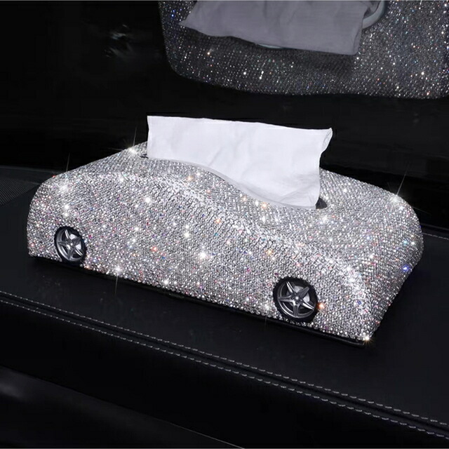A018910生産ライン石ころ飾りつけ 御前上等感 雅びやかティッシュ入れもの  車用 キラキラ