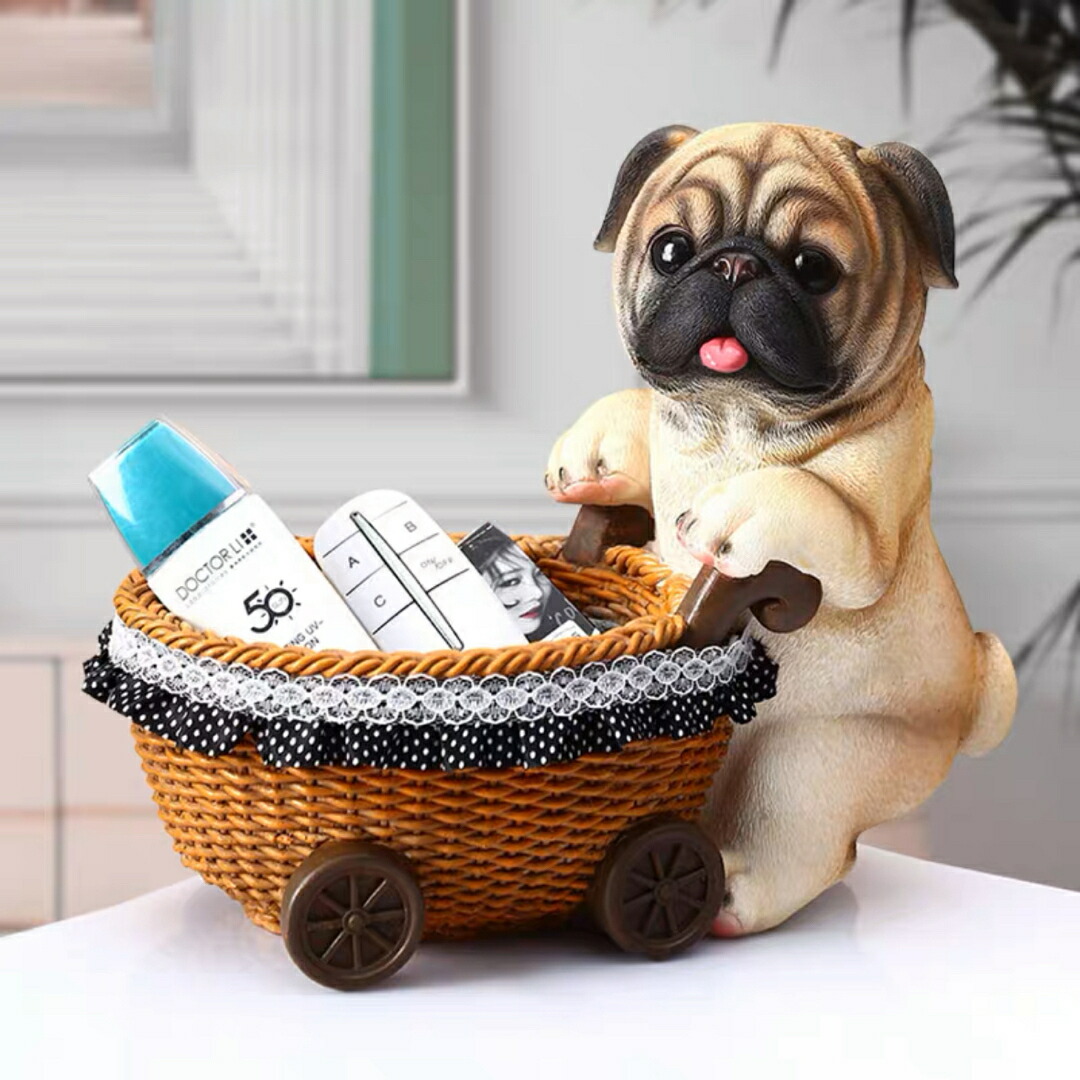 パグ 置物 小物入れドッグ 犬 収納ボックス 卓上収納 かご PUG小物入れ パグ 置物 小物入れドッグ 犬 収納ボックス 卓上収納 雑貨収納