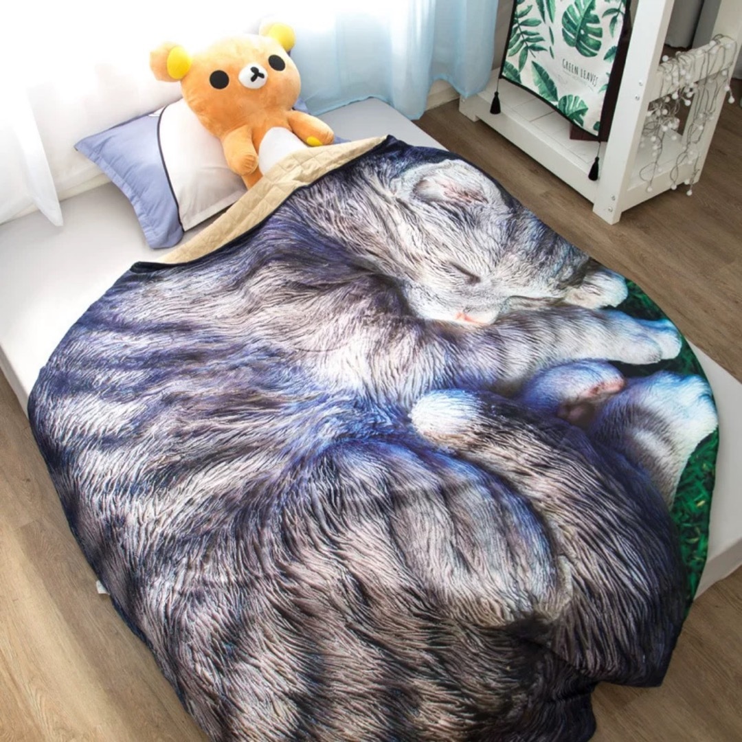 A021014猫柄雑貨 ネコ可愛い 毛布 ブランケット ひざ掛け かけ布団110x150cm