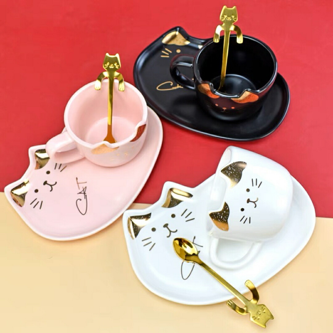 ティー・コーヒーカップセット  猫雑貨 猫グッズ　カップ＆ソーサー1客  ネコ ティー・コーヒーカップセット 猫雑貨 猫グッズ カップ