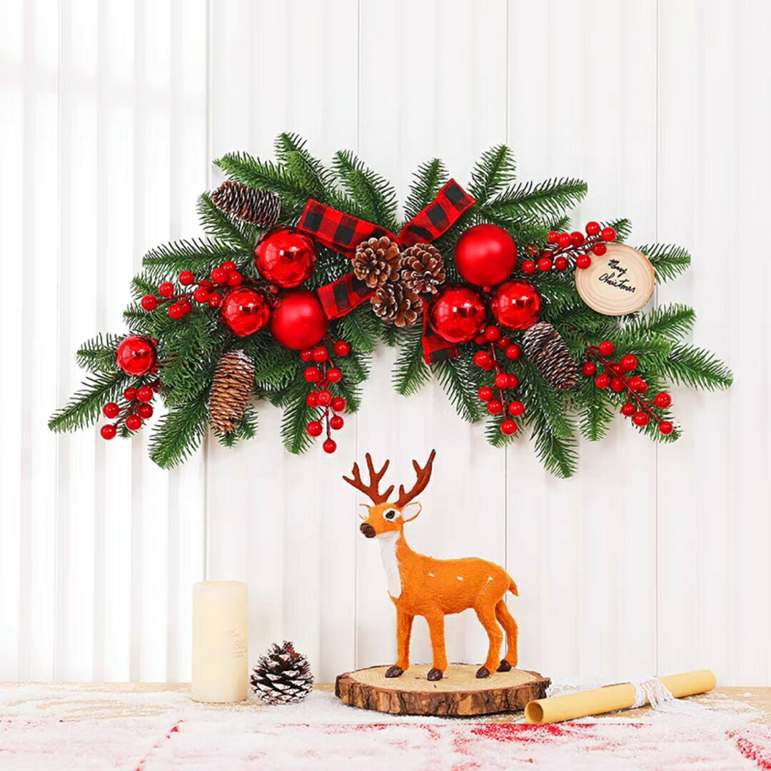 A031095クリスマスリース クリスマス飾り付け 壁掛け飾り 玄関ドア フラワ 造花 花輪|リタハウス 店