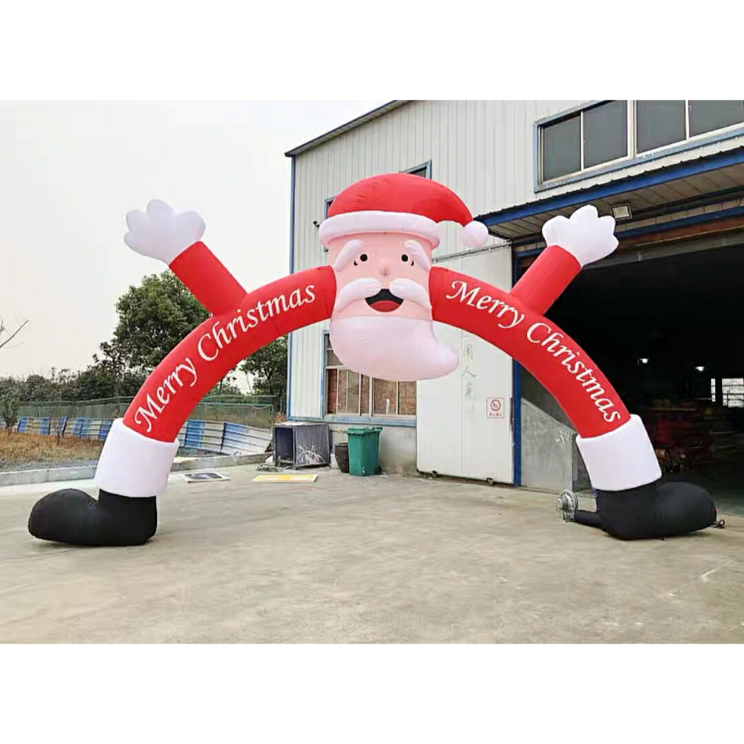 A031255クリスマス飾りつけ サンタさん 飾りもの 膨らます でき事  庭 露天かざり付ける