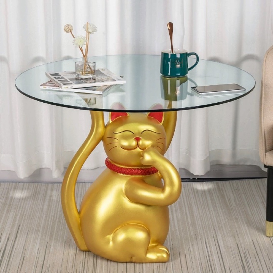 楽天市場】A037033サイドテーブル ナイトテーブル 猫型 ガラス