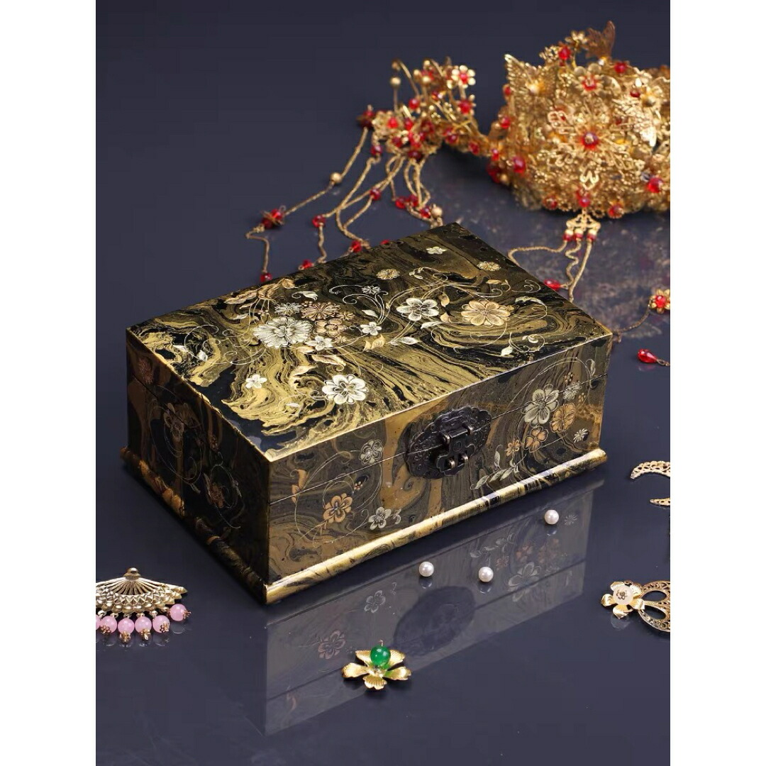 楽天市場】A000666多層漆器 実木質 宝石箱 結婚アクセサリーケース  