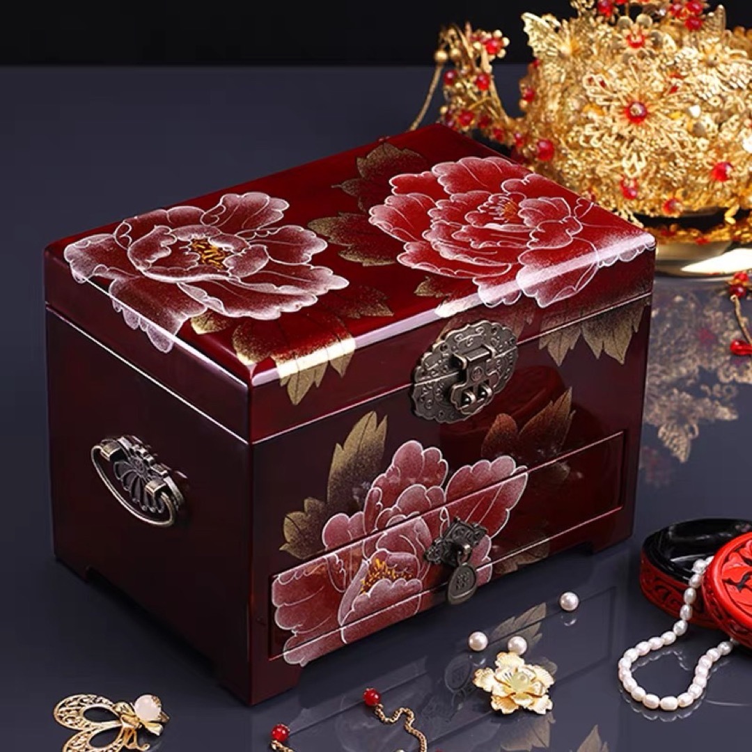 楽天市場】A000666多層漆器 実木質 宝石箱 結婚アクセサリーケース  