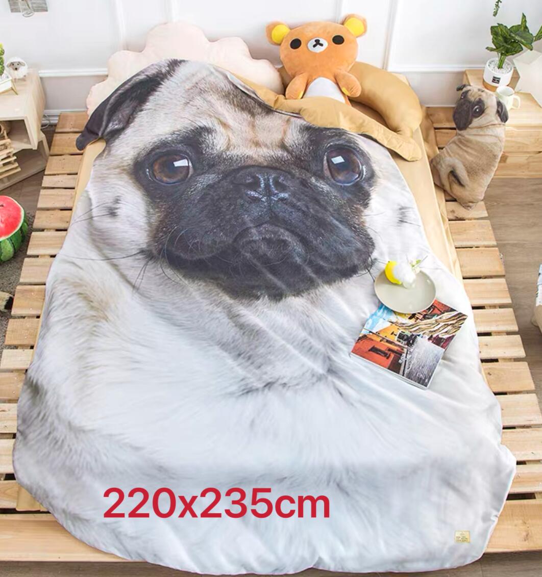 A059263可愛い パグ毛布犬柄 ブランケット 防寒対策 ひざ掛け 夏かけ布団200x235cm PUG柄｜リタハウス　店 13,068円
