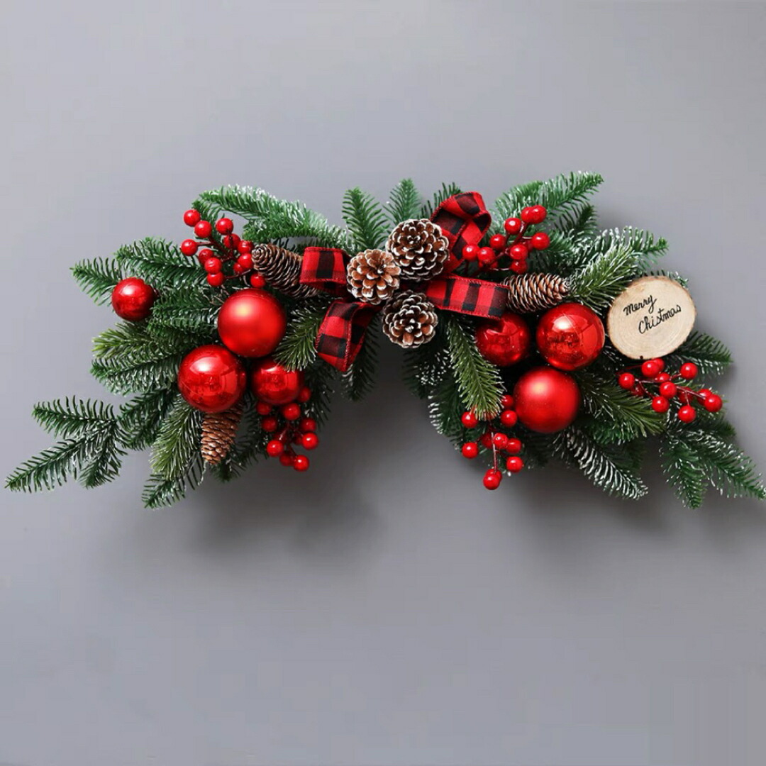 A031524クリスマス借り上げる クリスマススワッグ  壁飾りつけ 人工造花 晴れ晴れしい借り上げる