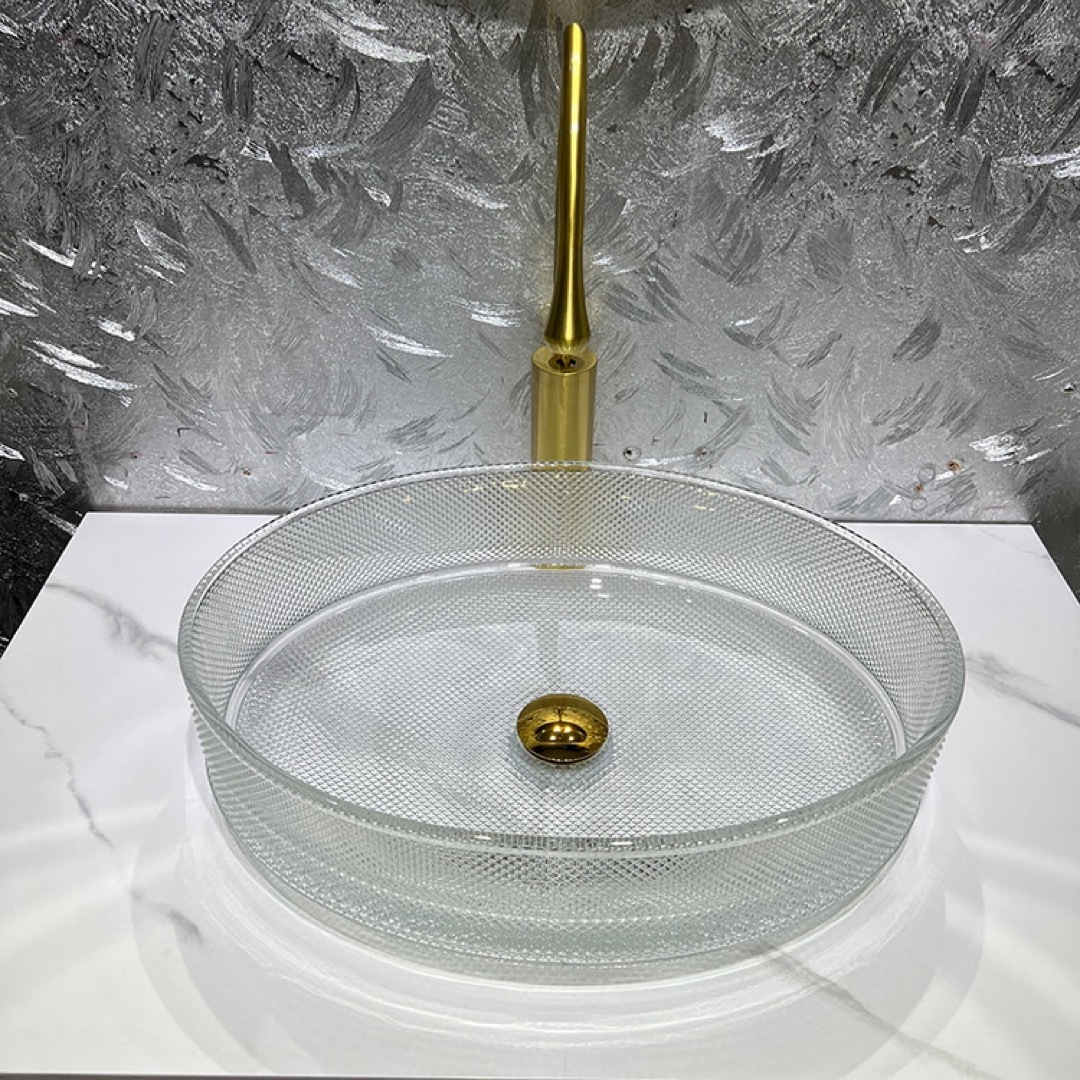 A032375高級洗面台 洗面ボウルセット ガラス手水鉢 洗面器 蛇口 排水金具付き|リタハウス 店