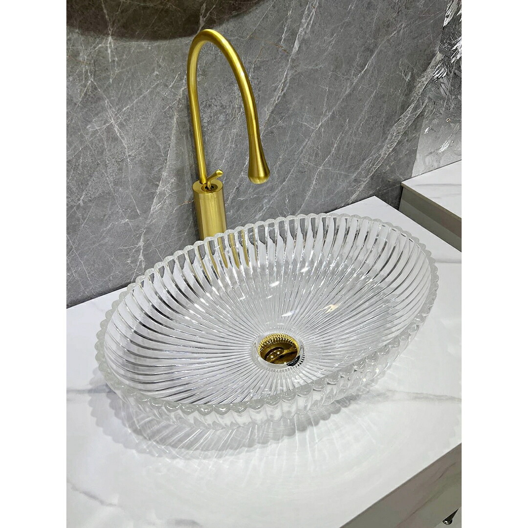 A032380高級洗面台 洗面ボウルセット ガラス手水鉢 洗面器 蛇口 排水金具付き|リタハウス 店