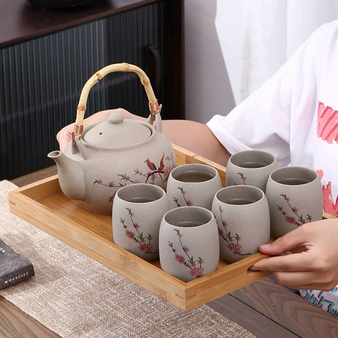 A0376596客茶器揃 湯呑 急須ポット .茶器セット ティーセット トレー付き|リタハウス 店