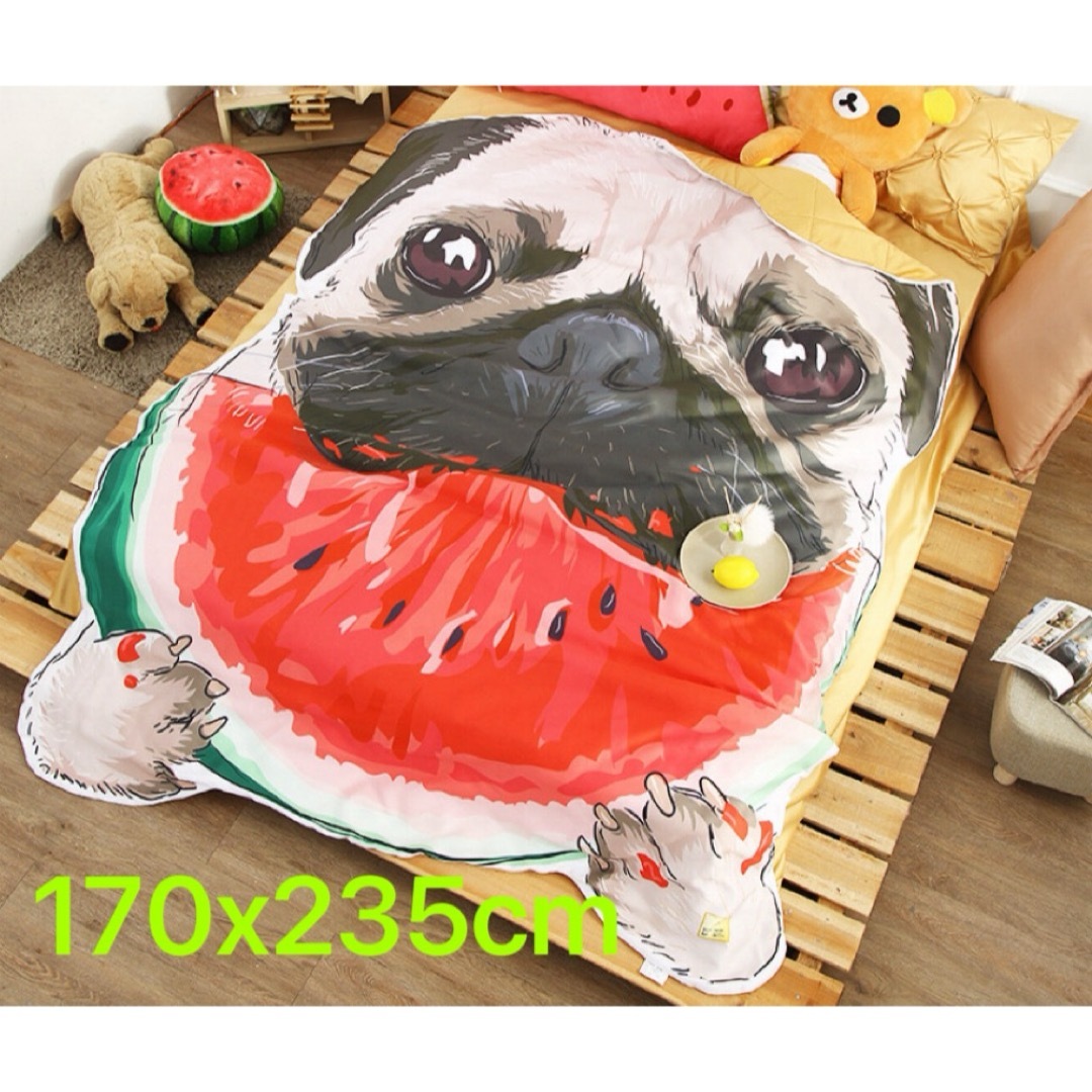 楽天市場】A059355可愛い パグ毛布犬柄 ブランケット 防寒対策