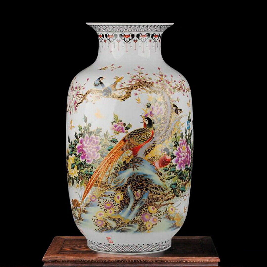 A038067景徳鎮花瓶 かびん 花器 花入れフラワーベース花柄 高級感 置物 陶磁器工芸｜リタハウス　店 59,070円