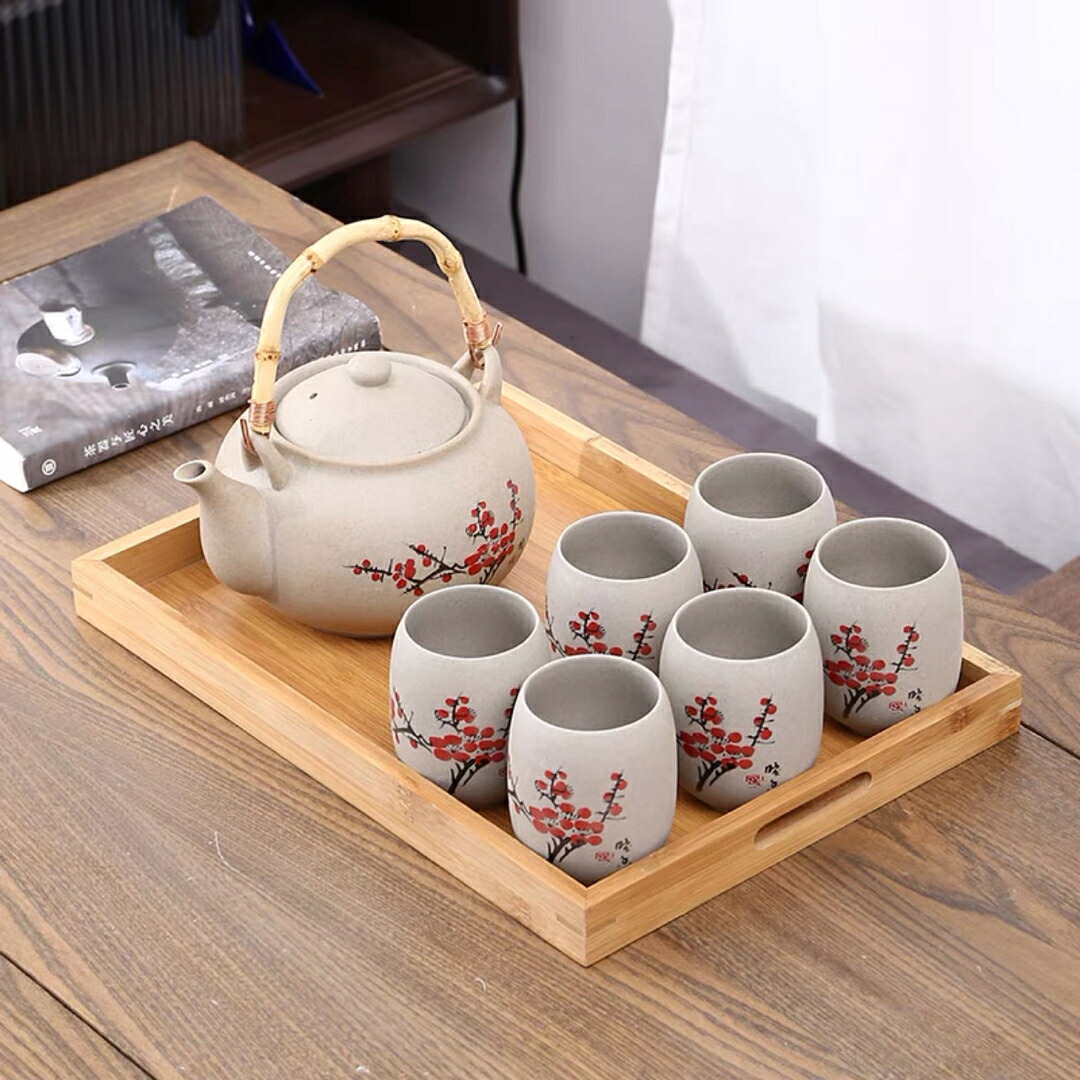 A0387146客茶器揃 湯呑 急須ポット .茶器セット ティーセット トレー付き|リタハウス 店