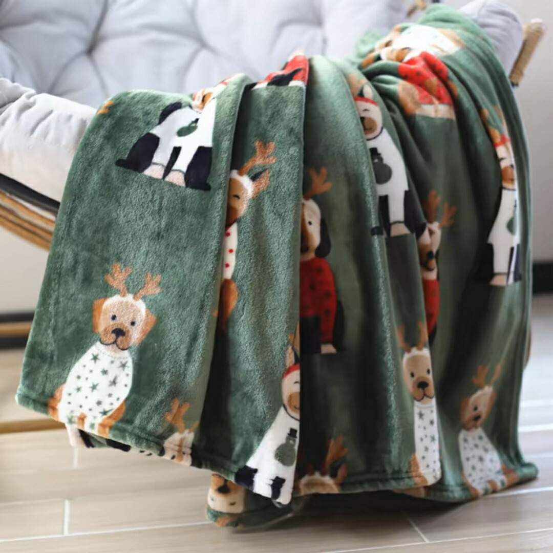 A033721好いたらしい ブランケット 毛布 ひざ掛け かけ布団120x200 秘密捜査員犬柄雑貨