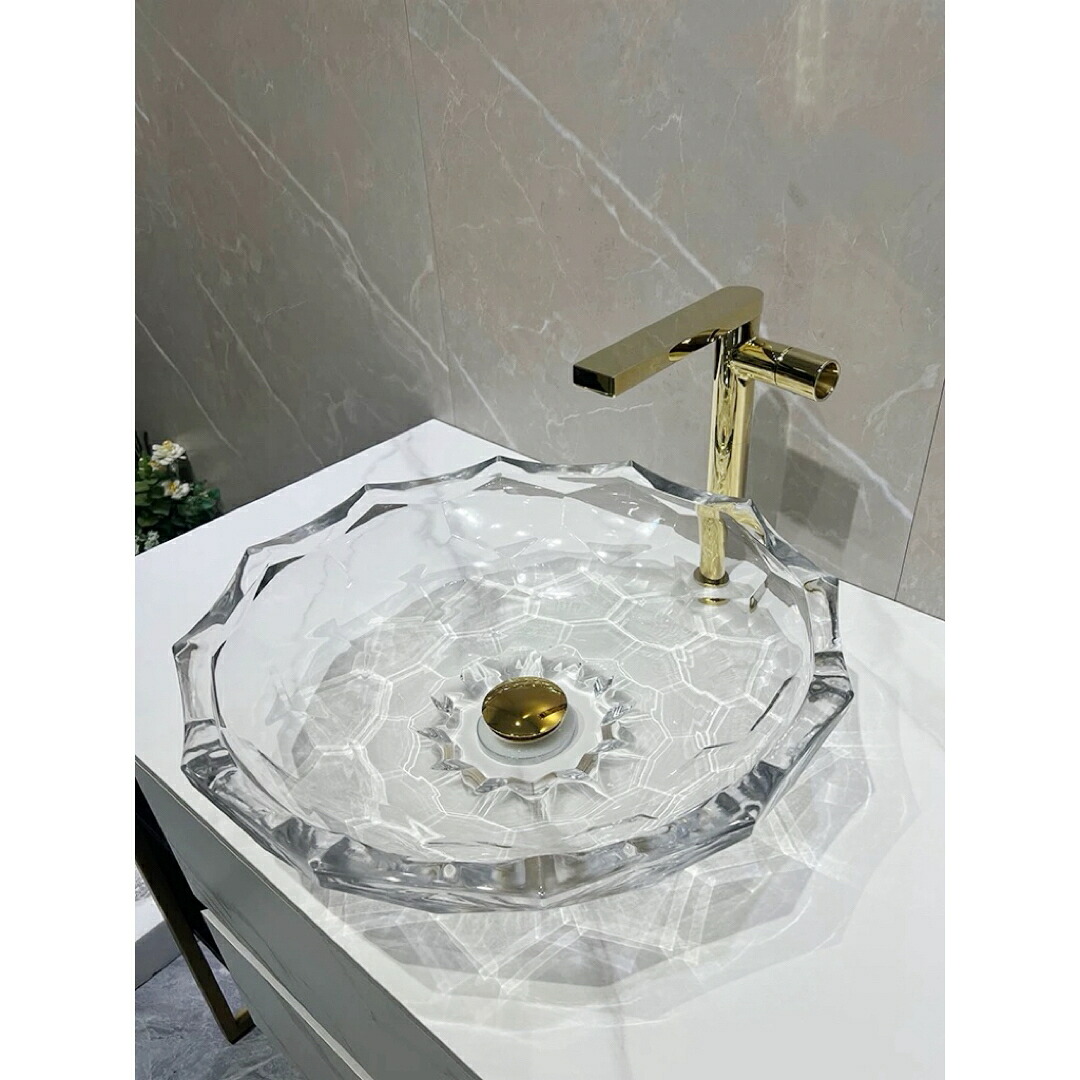 A032383高級洗面台 洗面ボウルセット ガラス手水鉢 洗面器 蛇口 排水金具付き|リタハウス 店