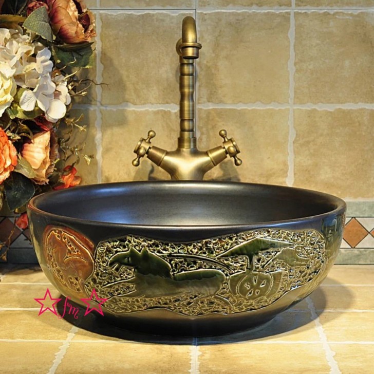 店 洗面器 手水鉢 洗面器 蛇口 洗面ボール 洗面ボウルセット 洗面ボウル 手洗い鉢 陶器 高級洗面台 排水金具付き リタホーム 手洗器 陶器 生活をカラフル オシャレに