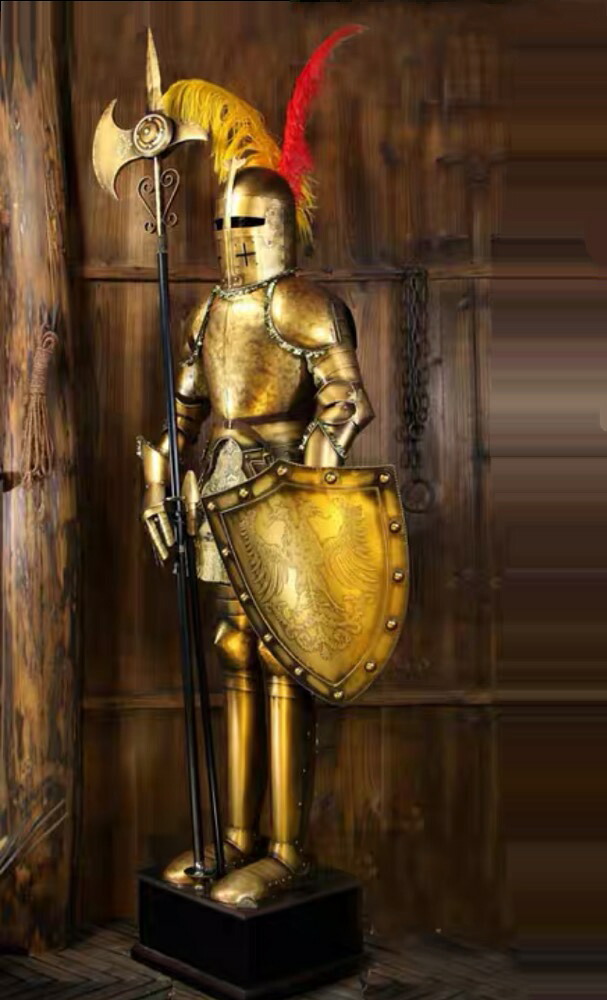 A002442中つ世ヨーロッパ ナイト爵道 一般受け室内装飾中つ世風甲冑鎧100%御手手お手伝いさん等身【中つ世ナイト爵】西洋甲冑あやつり人形第八芸術活動写真映画化飾りつけ★高さ223糎