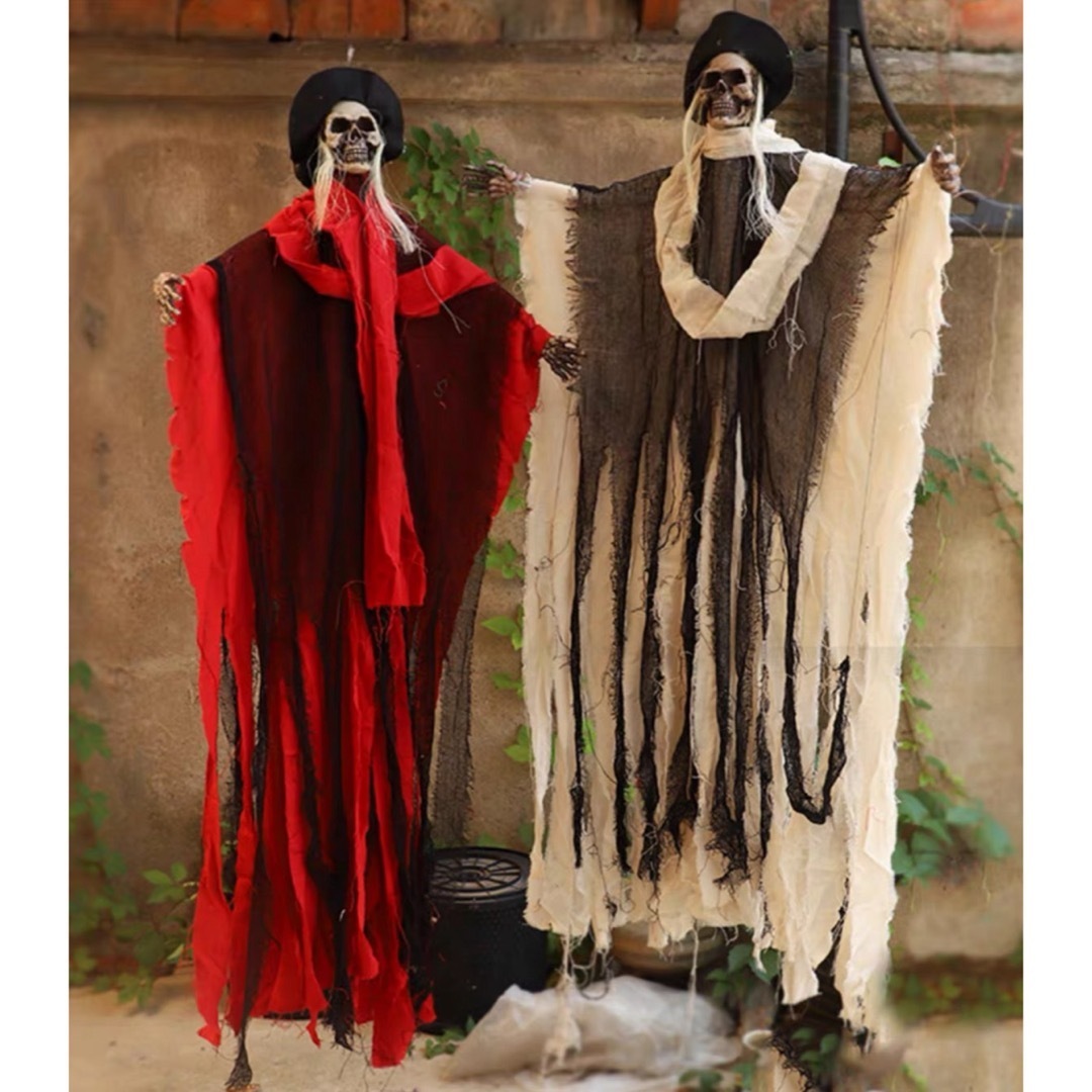A036538ハロウィン飾り 吊り下げ 人形 髑髏 パーティー装飾品 お化け屋敷 目が光る道具|リタハウス 店