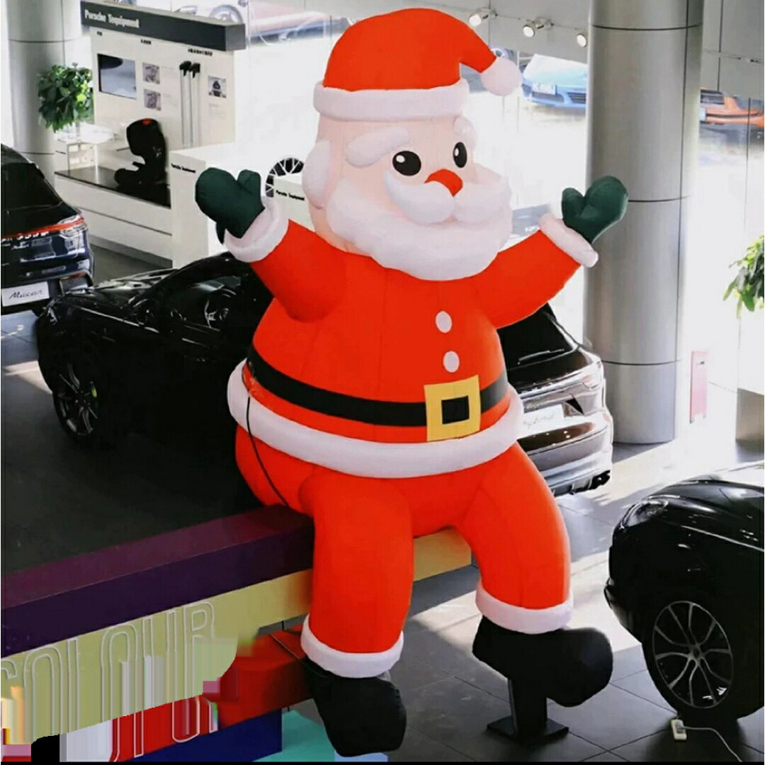 A034321クリスマス飾りつけサンタさん ライトアップ インフレータブル 膨らます庭 室外かざり付ける