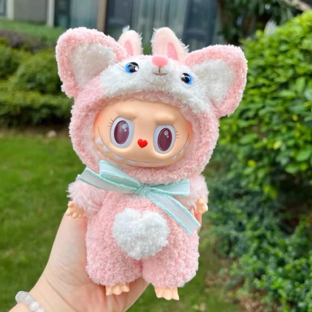 新品 恐竜仮装 ワンピースlabubuラブブぬいぐるみ服17cm着せ替え着ぐるみ 新品2点セット 恐竜仮装labubuラブブぬいぐるみ服17cm着せ替え