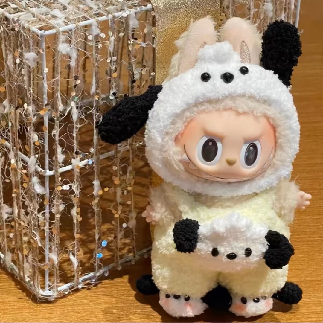 新品2点セット ゾウ仮装labubuラブブぬいぐるみ服17cm着せ替え着ぐるみ 新品2点セット ゾウ仮装labubuラブブぬいぐるみ服17cm着せ替え