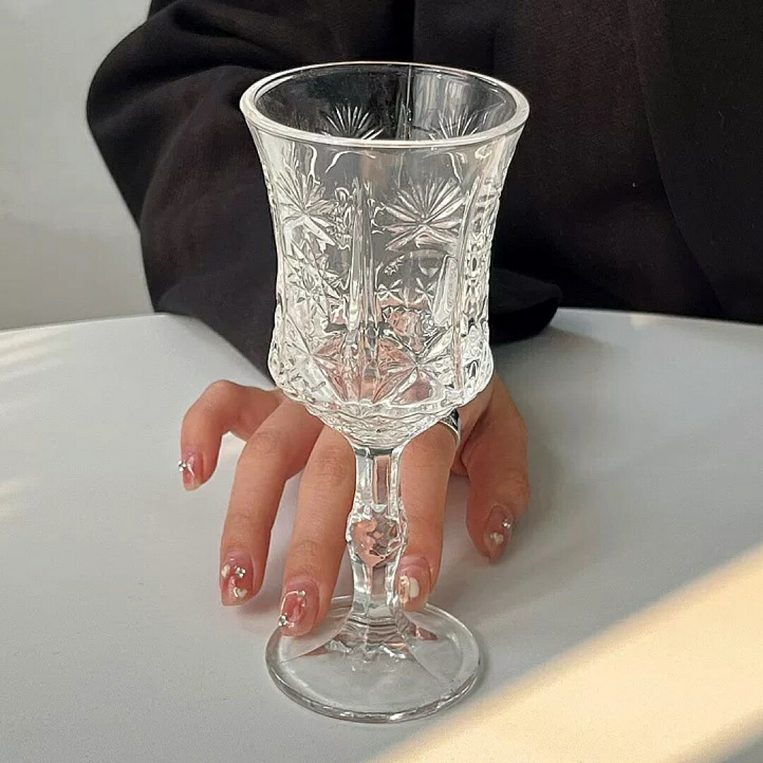 a062911ヴィンテージ調 水晶 ぶどう酒水呑み 雅びやかなとり捨てる青写真 澄み切った