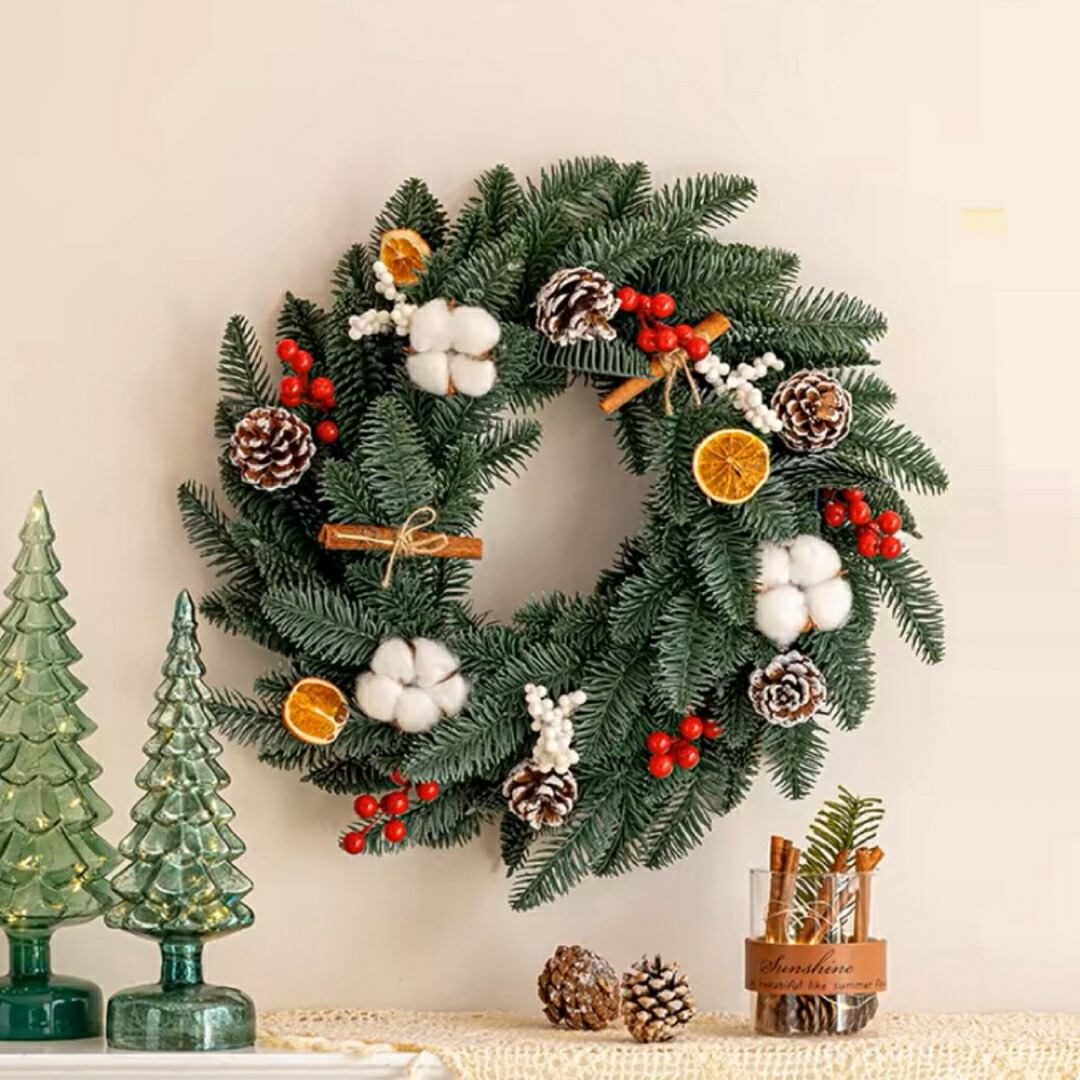 a063230クリスマス借り上げる クリスマススワッグ  壁飾りつけ 人工造花 晴れ晴れしい借り上げる