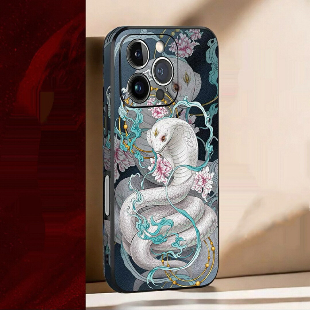 a063311和今めかしい iPhone入れもの 白蛇青写真 耐衝撃カバースマホケース 全機種相応う