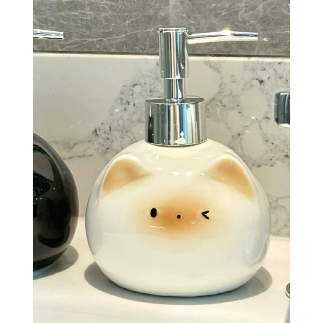 a063415シャンプー瓶 ディスペンサー詰め替え瓶 上半身石ケン 入れもの 猫柄