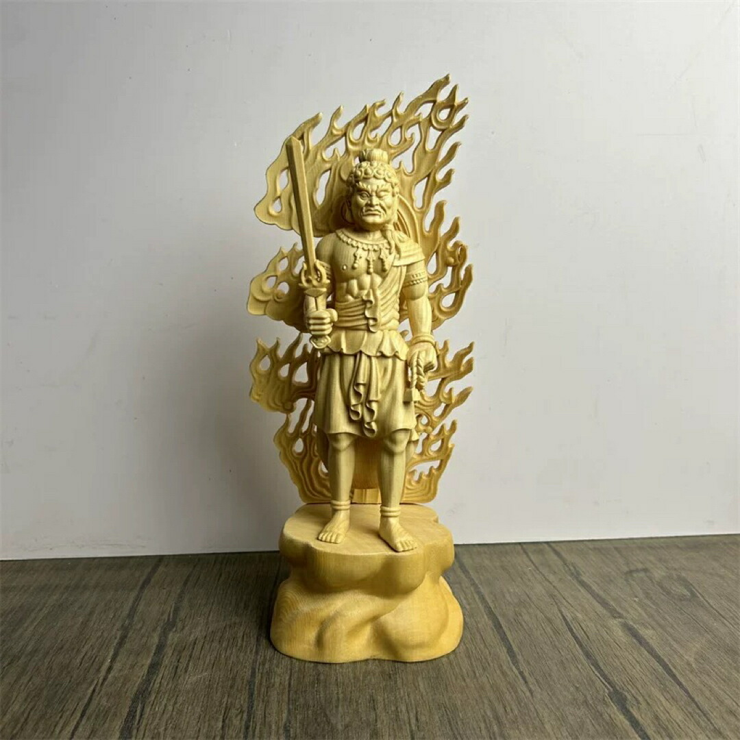 大迫力　井波彫刻　特大型高90cm 檜材　木彫仏教　仏師で仕上げ品　愛染明王座像 0092_2.jpg