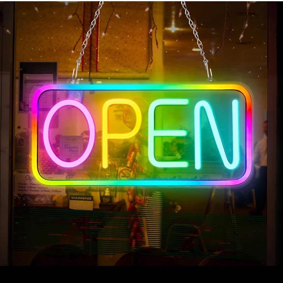 a063606OPEN RGB ネオンサイン 明けっ広げ LED ネオン点火装置 調光能力のある 飾りつけ