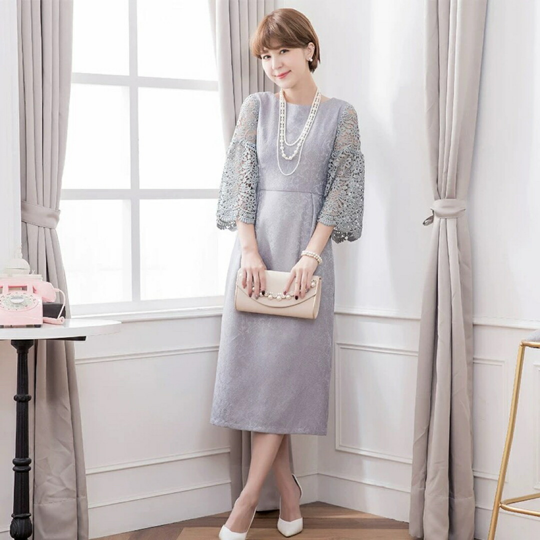 a063894気が大きい大きさ 衣装 シフォンジャガードティアードワンピース ロングワンピ