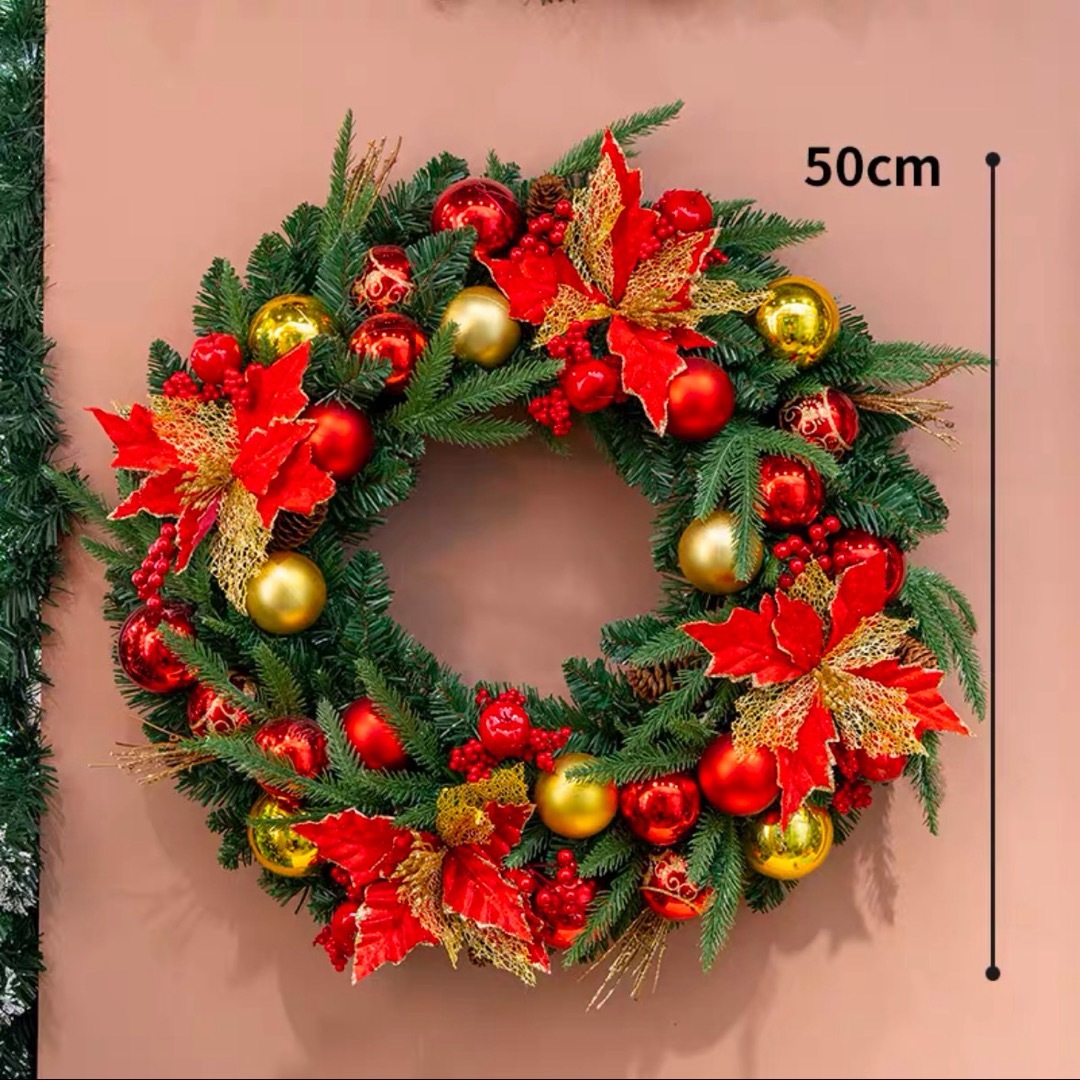 a063984クリスマス借り上げる クリスマススワッグ  壁飾りつけ 人工造花 晴れ晴れしい借り上げる