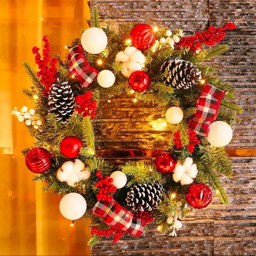 a063988クリスマス借り上げる クリスマススワッグ  壁飾りつけ 人工造花 晴れ晴れしい借り上げる