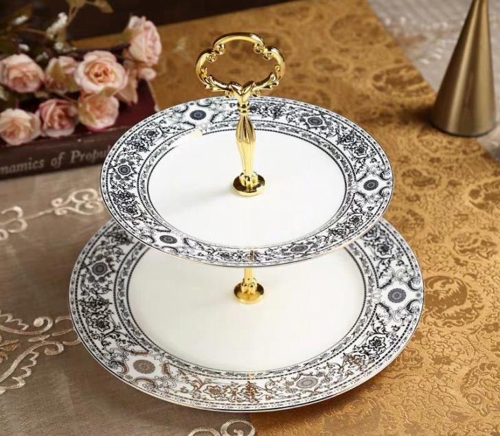 A043231ケーキ スタンド プレート 2段セット ．アフタヌーンティー フルーツ トレー 皿｜リタハウス　店